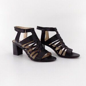 Adrienne Vittadini Pense Cage Open toe sandals Sz 8.5 Black Leather
